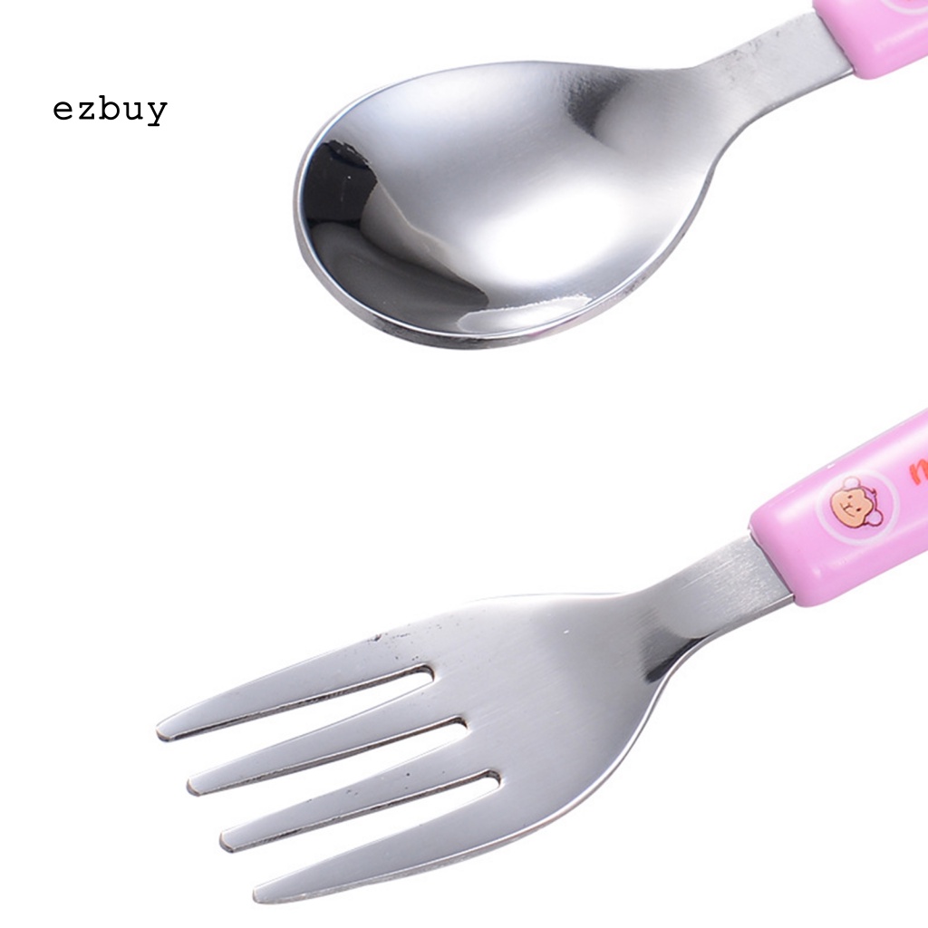 Bộ 2 Dụng Cụ Ăn Uống Bằng Thép Không Gỉ Cách Nhiệt In Hoạt Hình Dễ Thương Cho Bé
