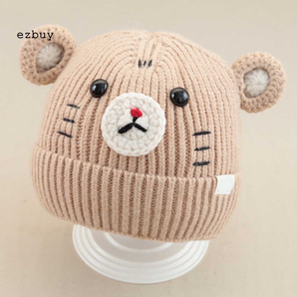 Mũ Beanie Cotton Co Giãn In Họa Tiết Hổ Hoạt Hình Mùa Đông Cho Bé