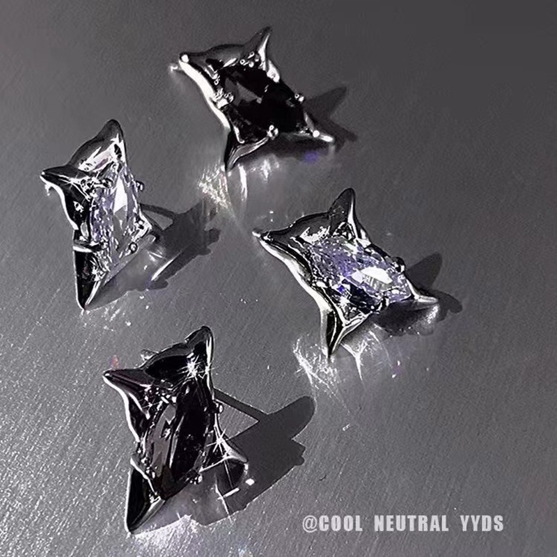 Khuyên Tai Hình Học Đính Đá Zircon Mới Cho Nữ