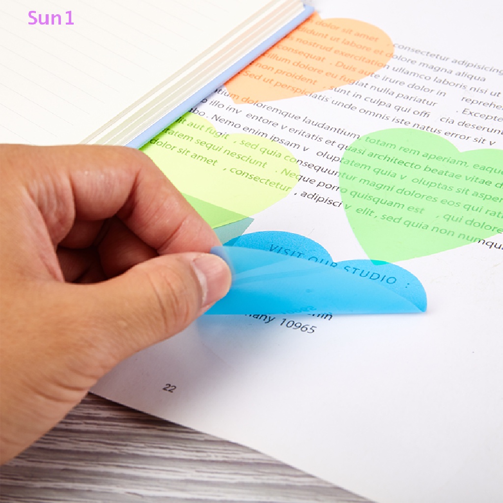 Sun1 > Giấy Ghi Chú Chống Thấm Nước Trong Suốt Họa Tiết Trái Tim Nhiều Màu Sắc Dành Cho Học Sinh / Văn Phòng