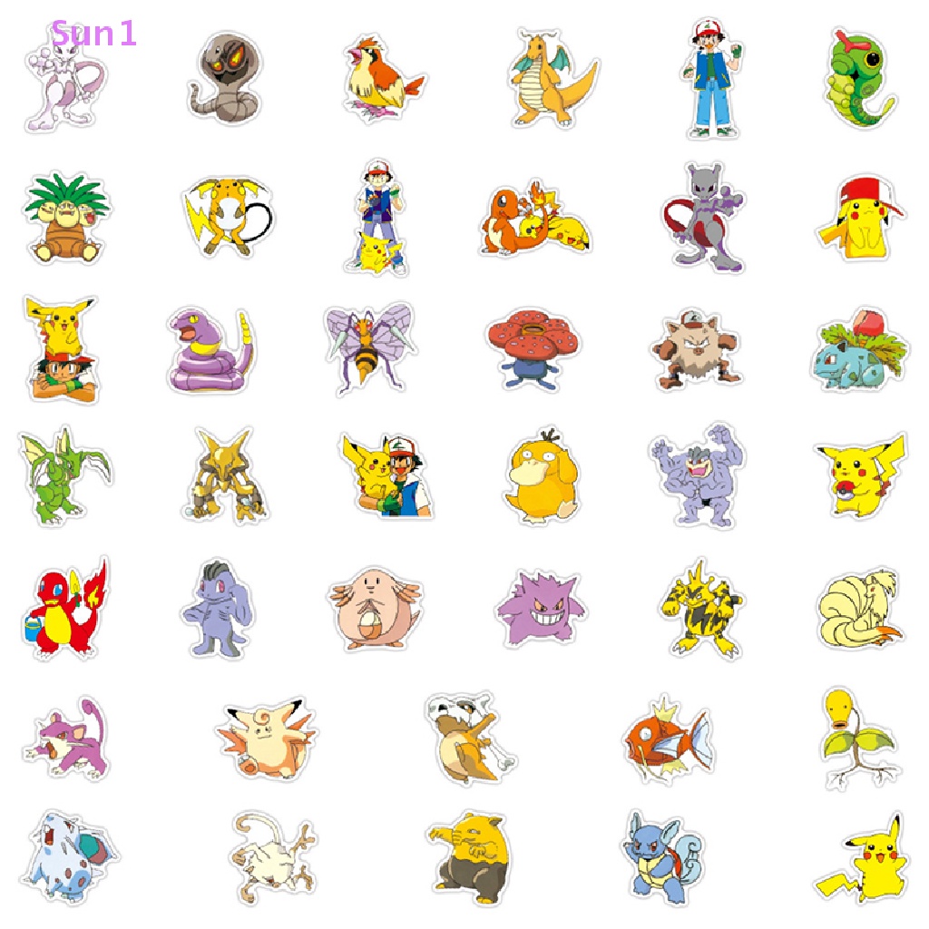 1 Bộ Sticker Hoạt Hình Pokemon Sun1 &gt; 1Set Dán Ván Trượt Chống Nước
