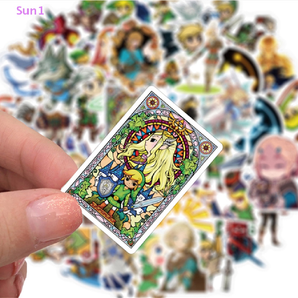 Set 50 Miếng Dán Chống Thấm Nước Hình The Legend of Zelda Graffiti Trang Trí Vali