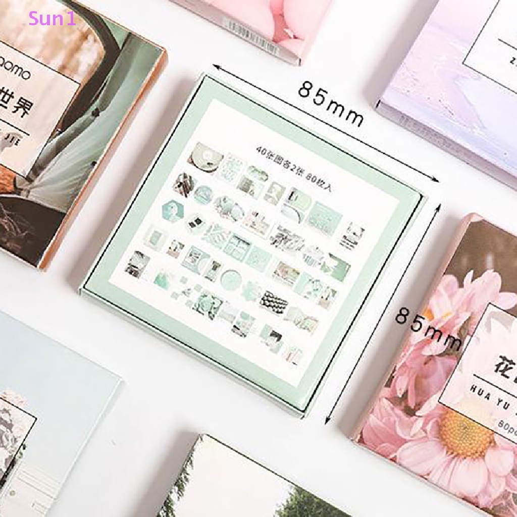 Hộp 80 Miếng Dán Trang Trí Sổ Tay / Nhật Ký / Văn Phòng Phẩm DIY 1 &gt;