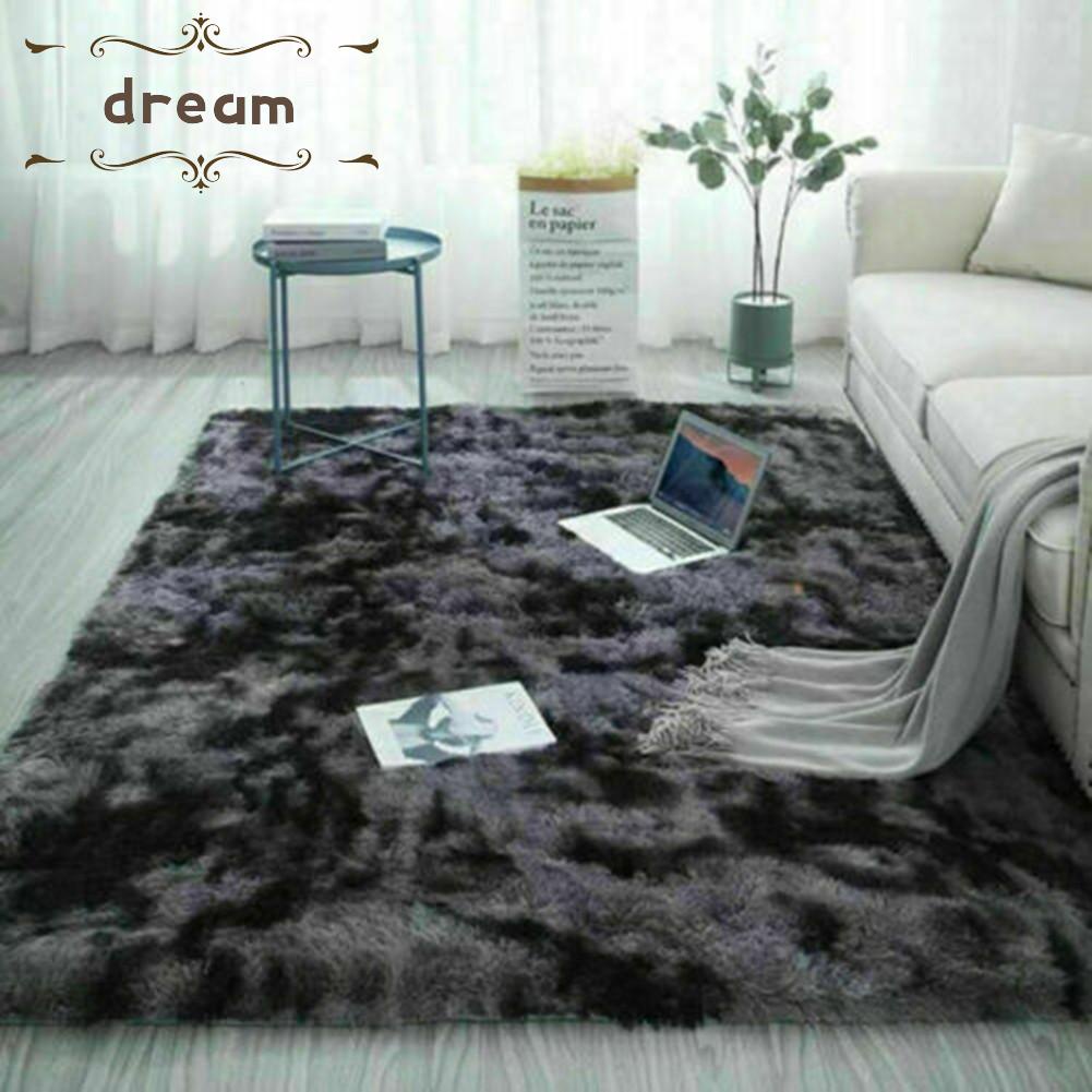 【DREAMLIFE】1 Pcs Tie Dye Gradient Fluffy Carpet Anti-slip Soft Carpet Mat Floor Living Room