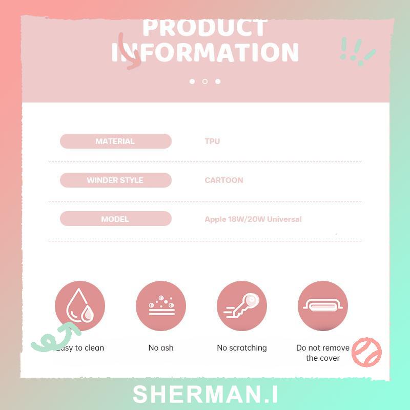 Vỏ bảo vệ cáp sạc hình cô gái dễ thương Cherry Compatible with Ip 18/20W 11 12 13 14 pro Max-SN