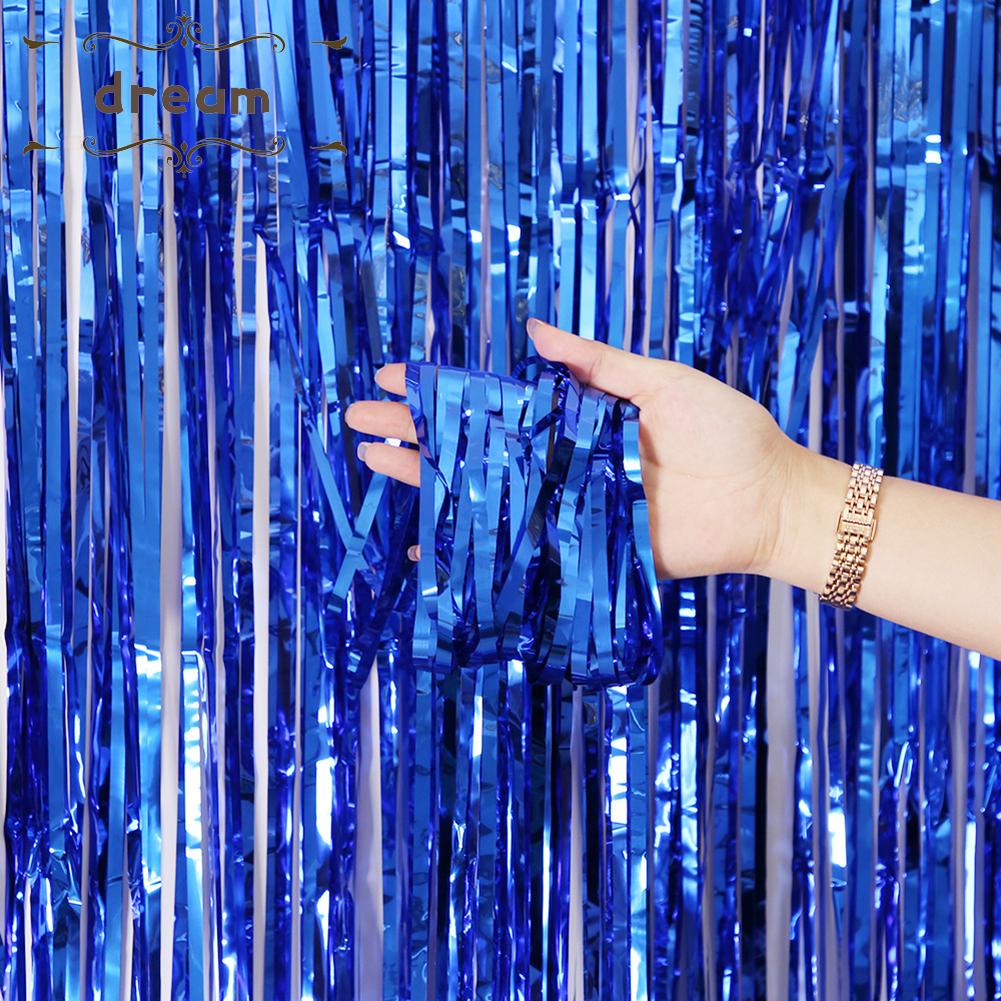 【DREAMLIFE】Flat Silk Rain Curtain Multicolor Party Spare Parts 1m*2.5m Background