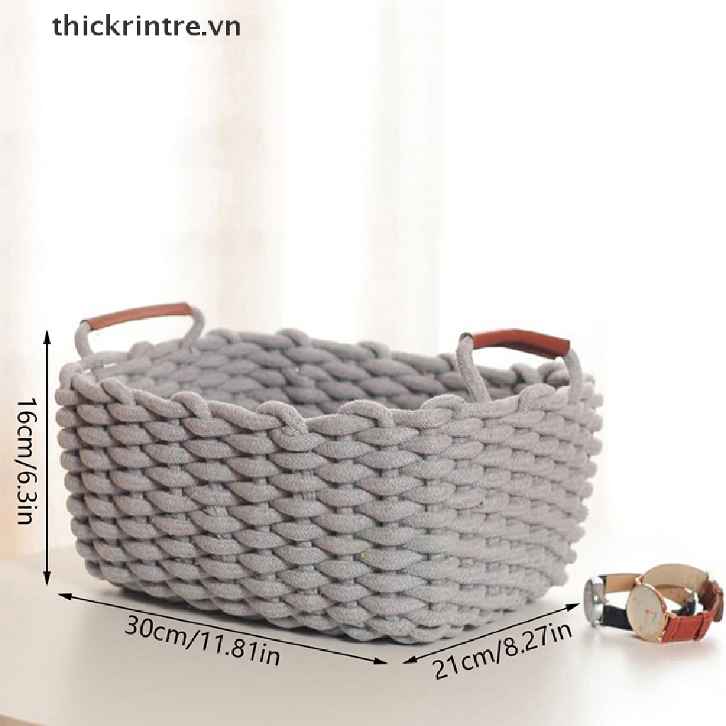 Giỏ Đựng Đồ Dùng Bằng Dây Cotton Bện Sợi Cotton Độc Đáo Tiện Dụng Trang Trí Nhà Cửa