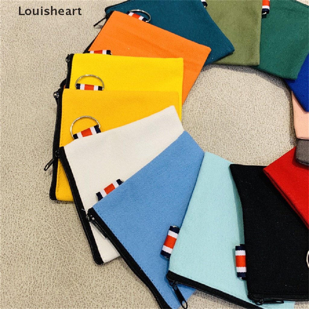 Ví Tiền Xu Louisheart Mini Màu Trơn Có Khóa Kéo Thời Trang Cho Nam Và Nữ