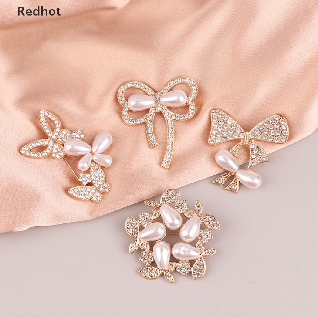 Ghim Cài Áo Hình Nơ Đính Đá Và Ngọc Trai Nhân Tạo Thời Trang