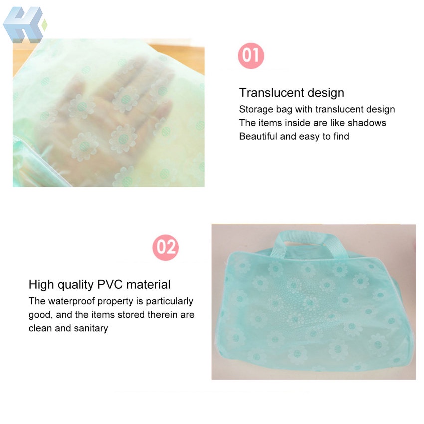 1 Túi Đựng Mỹ Phẩm Trong Suốt Bằng PVC Chống Nước Có Khóa Kéo Cho Nữ