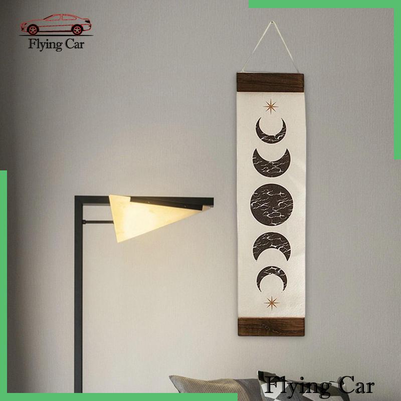 [Lzdjfmy2] Thảm Treo Tường Dọc In Hình Mặt Trăng Pha Lê Handmade Màu Đen Phong Cách Bohemian