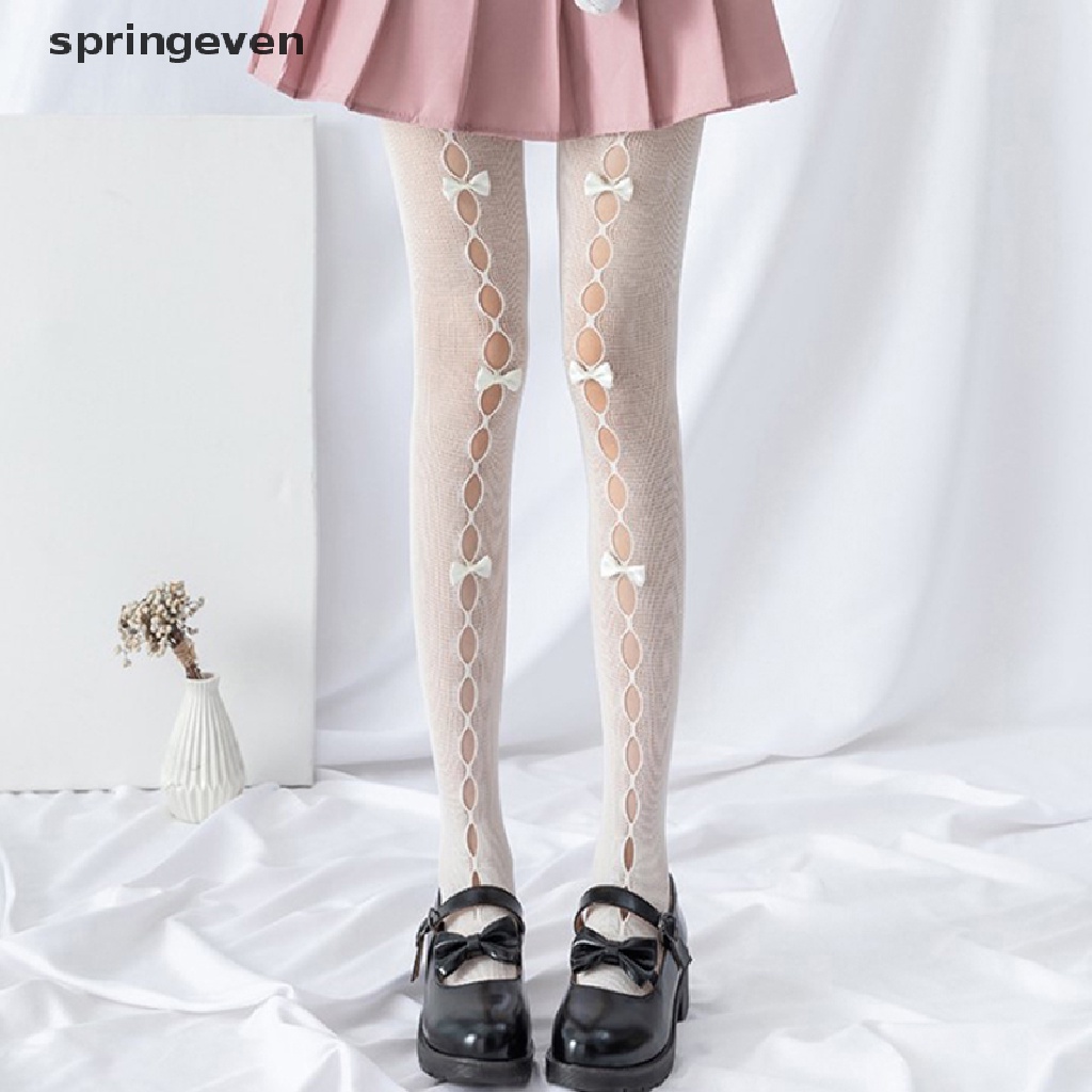 Vớ Lưới Lụa Phối Nơ Handmade Đính Nơ Phong Cách Lolita Gợi Cảm Cho Nữ