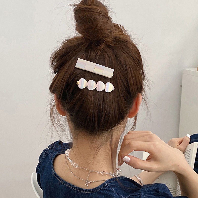 Kẹp Tóc Hình Vuông / Trái Tim Màu Sắc Thời Trang Cho Nữ