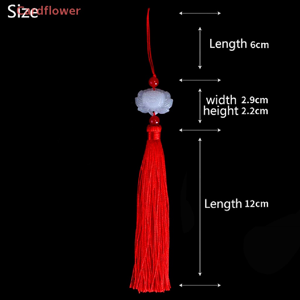 &lt; Cardflower &gt; Phụ Kiện Tua Rua Hoa Sen Trắng Ngọc Bích Bằng Hợp Kim Thủ Công Cổ Điển Trung Quốc Tự