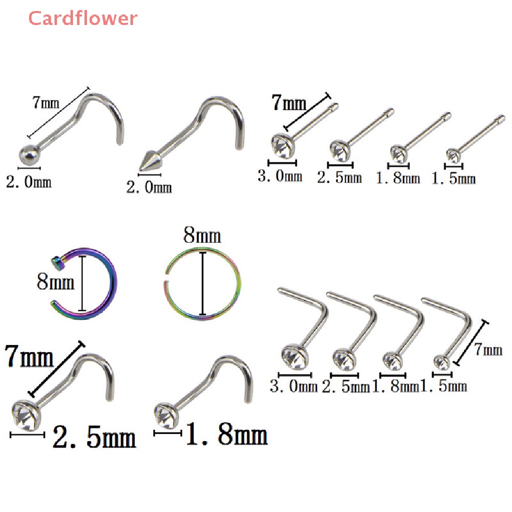 Bộ 22 Khuyên Mũi Bằng Thép Không Gỉ Mới