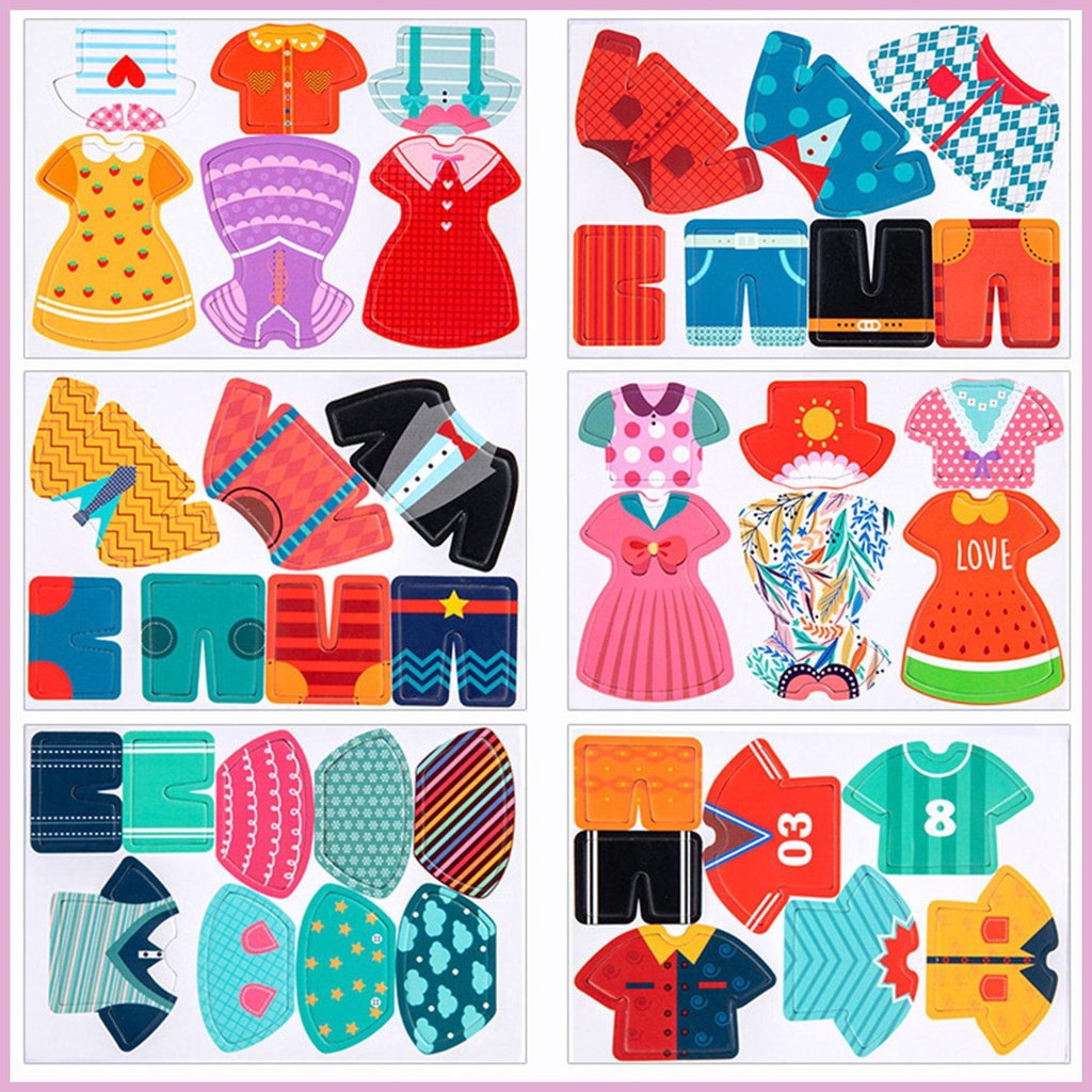 Bộ Đồ Chơi Bảng Xếp Hình Quần Áo Khô Montessori Cho Trẻ Mẫu Giáo Vẽ Tay Mắt shinvn