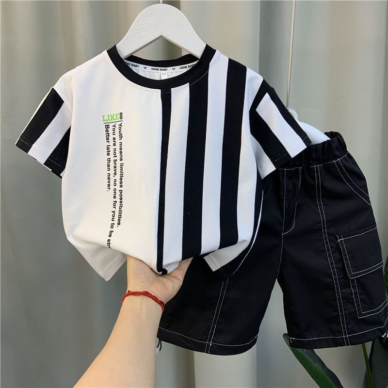 Bộ Áo Thun Tay Ngắn Và Quần Ngắn Phong Cách Phương Tây Thời Trang Mùa Hè Hàn Quốc Mới 2023 Dành Cho Bé Trai
