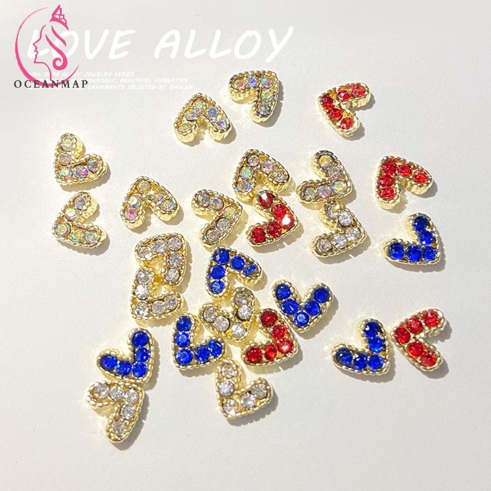 [Hàng mới về] Bộ 10 phụ kiện trang trí móng tay hình trái tim xinh xắn đẹp mắt 3D