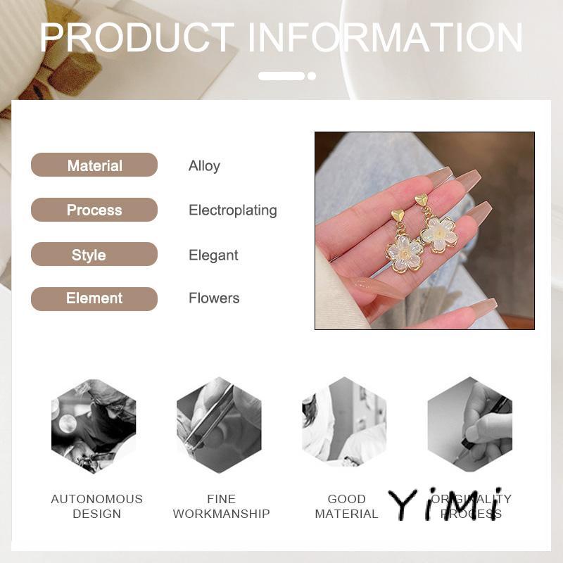 【Thanh toán đích】Bông Tai Mạ Bạc 925 Hình Hoa Trái Tim Sang Trọng Cho Nữ