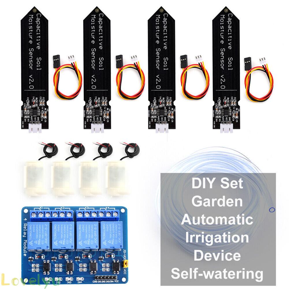 ⭐2023 ⭐DC 5V 4 CH DIY Automatic Watering Device Relay Module + Soil humidity For Garden