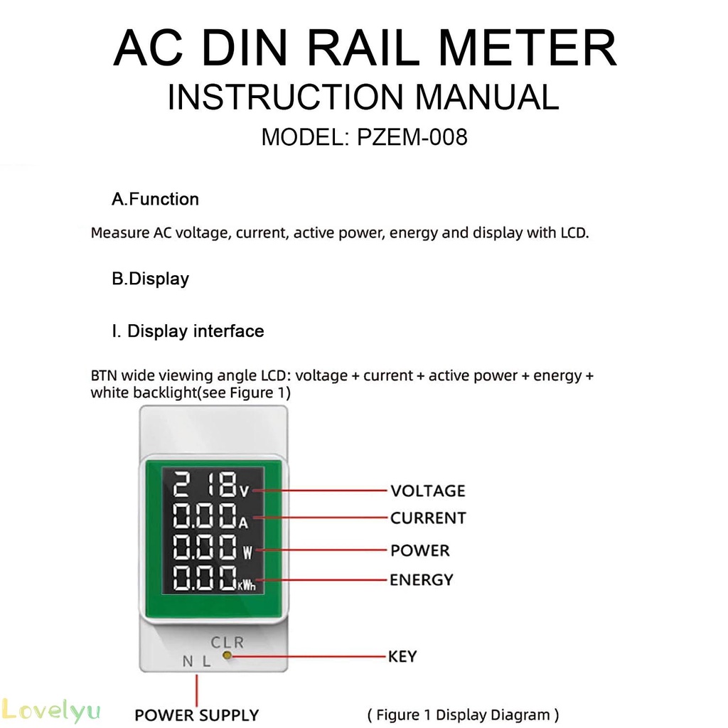 ⭐2023 ⭐Din Rail Wattmeter Voltmeter Ammeter Power Meter AC50-300V Volt Amp Power