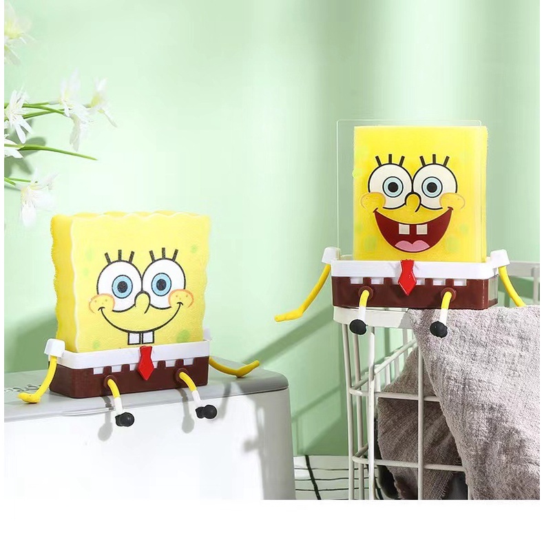 Khay Đựng Xà Phòng Gắn Tường Hình Vuông Họa Tiết Spongebob Dễ Thương Cho Nhà Bếp JOY408