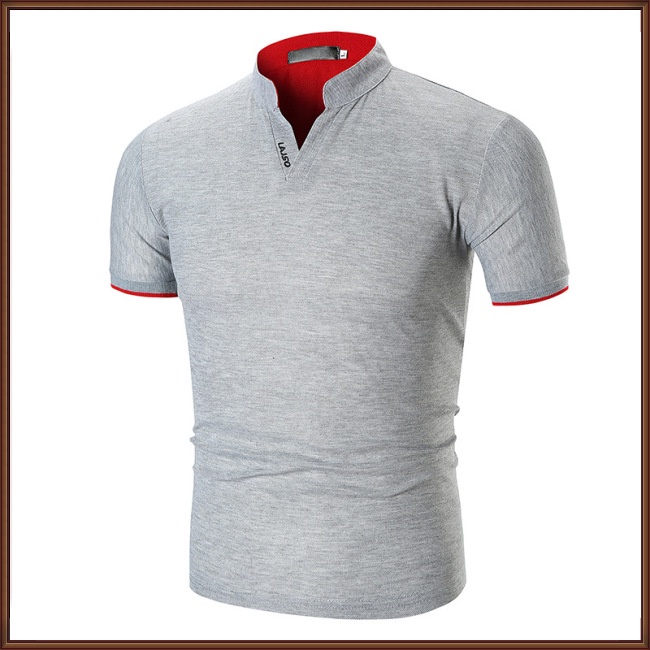 Áo Thun Cotton Ngắn Tay Cổ Đứng Màu Trơn Thời Trang Mùa Hè Cho Nam