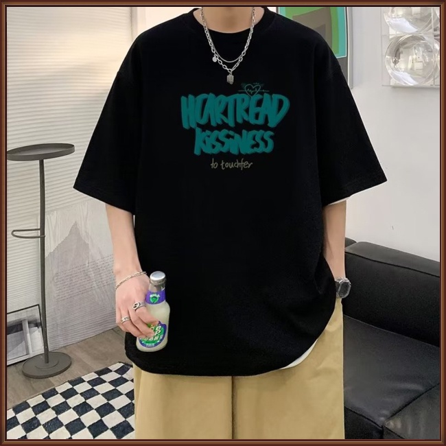 Áo Thun Tay Ngắn Cổ Tròn Dáng Rộng In Chữ Thời Trang Mùa Hè Cho Nam