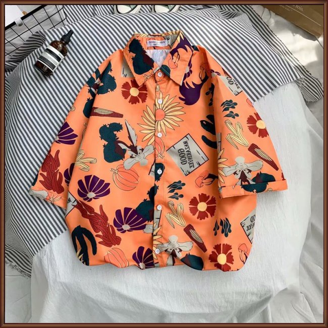 Áo Sơ Mi Mùa Hè Dáng Rộng In Họa Tiết Hoa Hướng Dương Phong Cách Hawaii Cho Nam