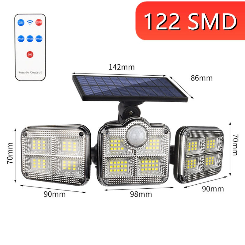 Bộ Đèn Led 3 Chế Độ 500w IP65 Chống Thấm Nước Năng Lượng Mặt Trời Gắn Tường Ngoài Trời Kèm Phụ Kiện