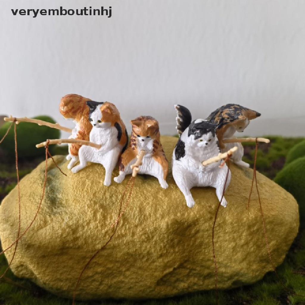 1 Tượng Mèo Hoạt Hình Câu Cá Trang Trí