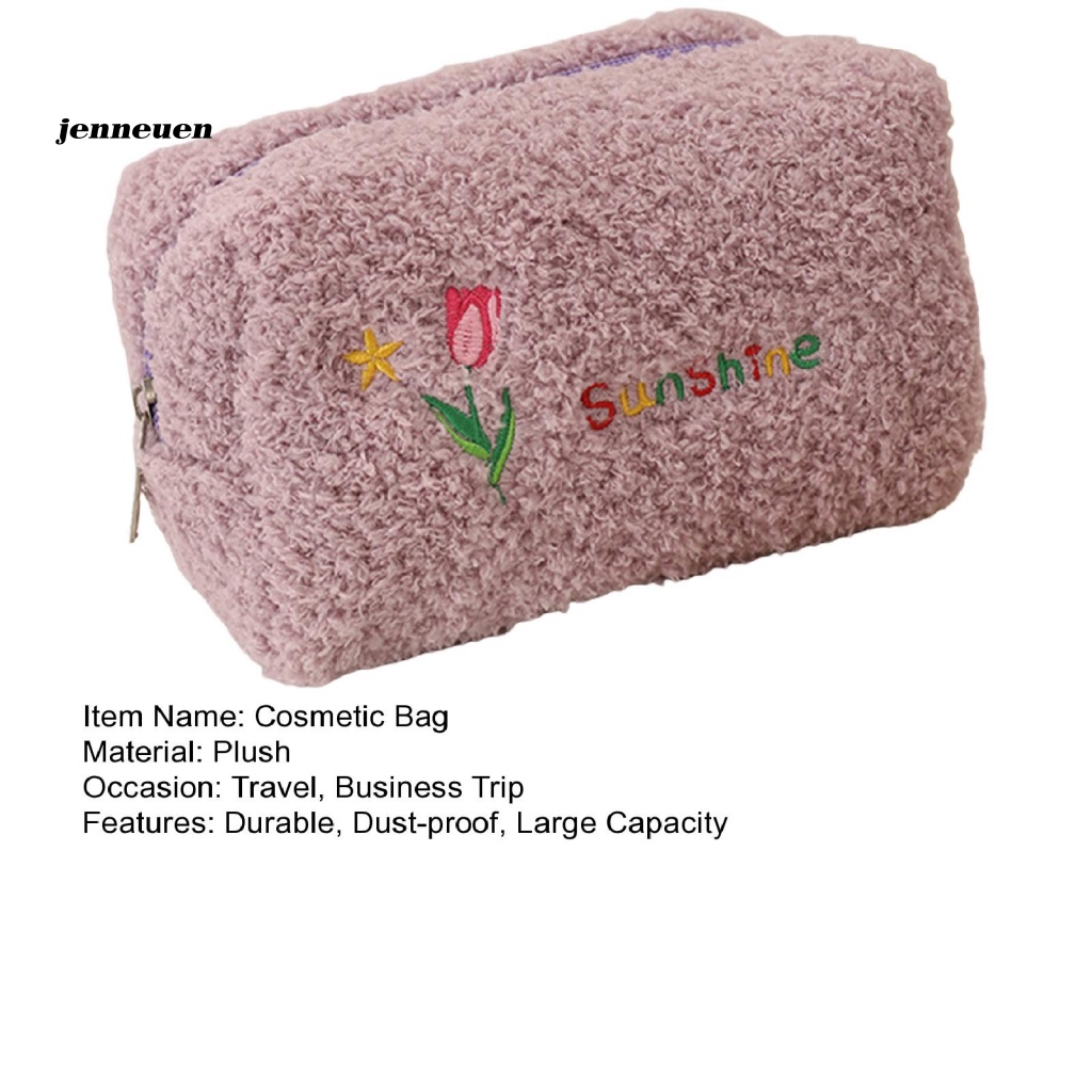 Túi Đựng Mỹ Phẩm Phủ Bông Mềm Mại In Chữ Chống Bụi Bẩn Tiện Dụng Mang Theo Du Lịch