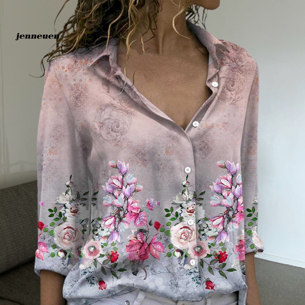 Áo Sơ Mi Họa Tiết Hoa Khô Nhanh Thời Trang Đường Phố Cho Nữ