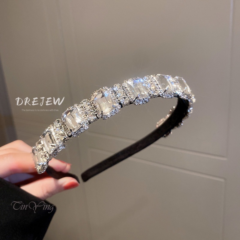 GETNOIVAS Băng Đô Cài Tóc Hình Vuông Đính Đá Sang Trọng