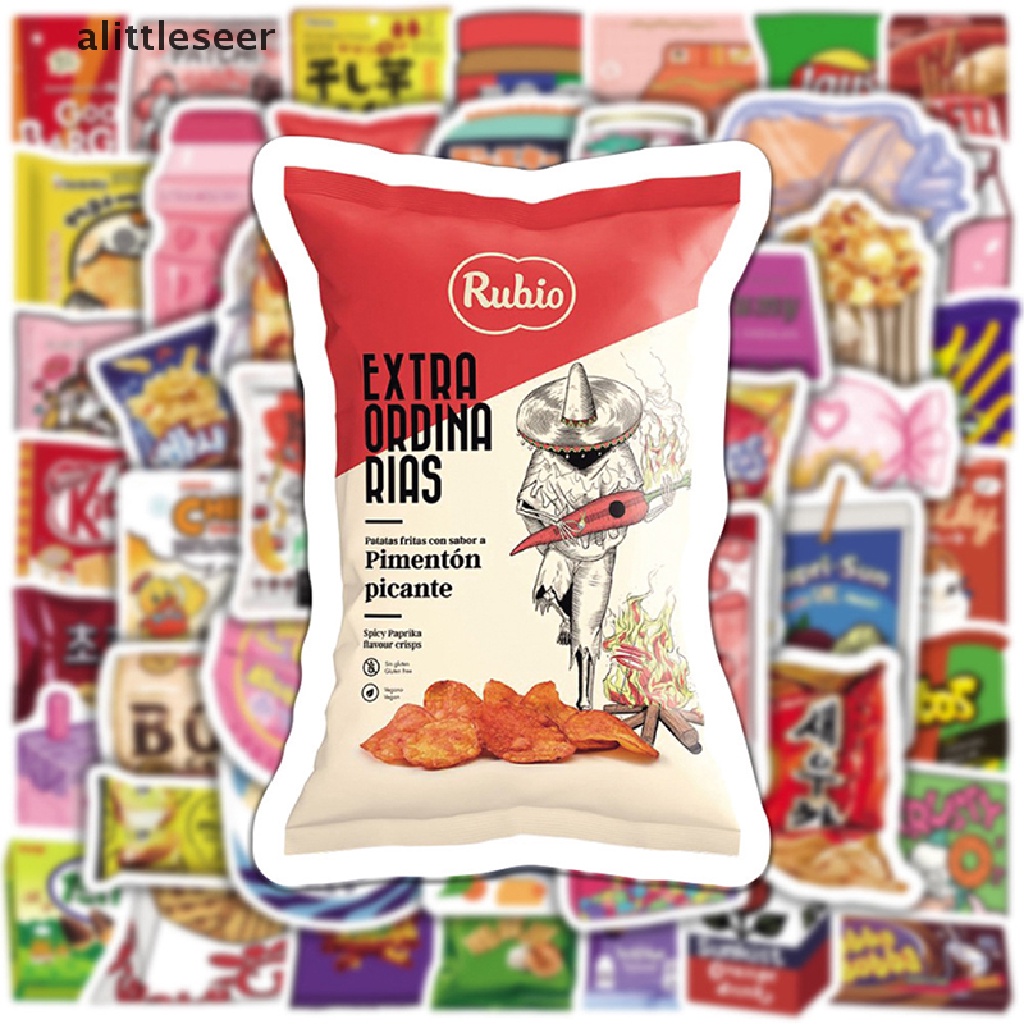 Set 50 Sticker Dán Tường Chống Thấm Nước Hình Đồ Ăn Vặt Graffiti Dùng Để Trang Trí Điện Thoại / Ô Tô