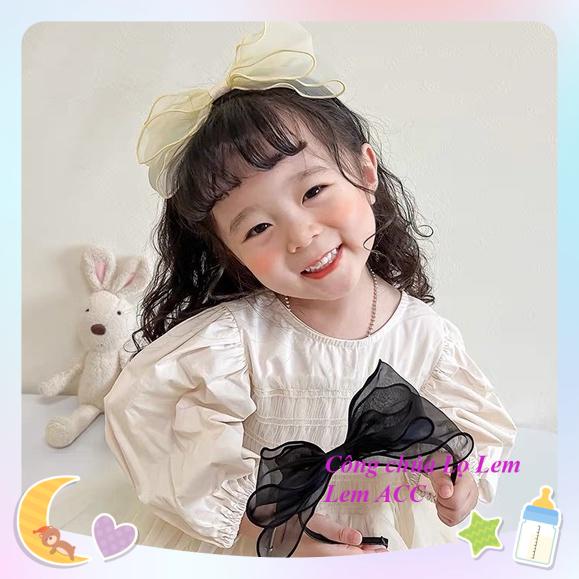 Bờm tóc nơ cho bé gái, bờm tóc bèo nhún phồng đáng yêu cho bé Y225