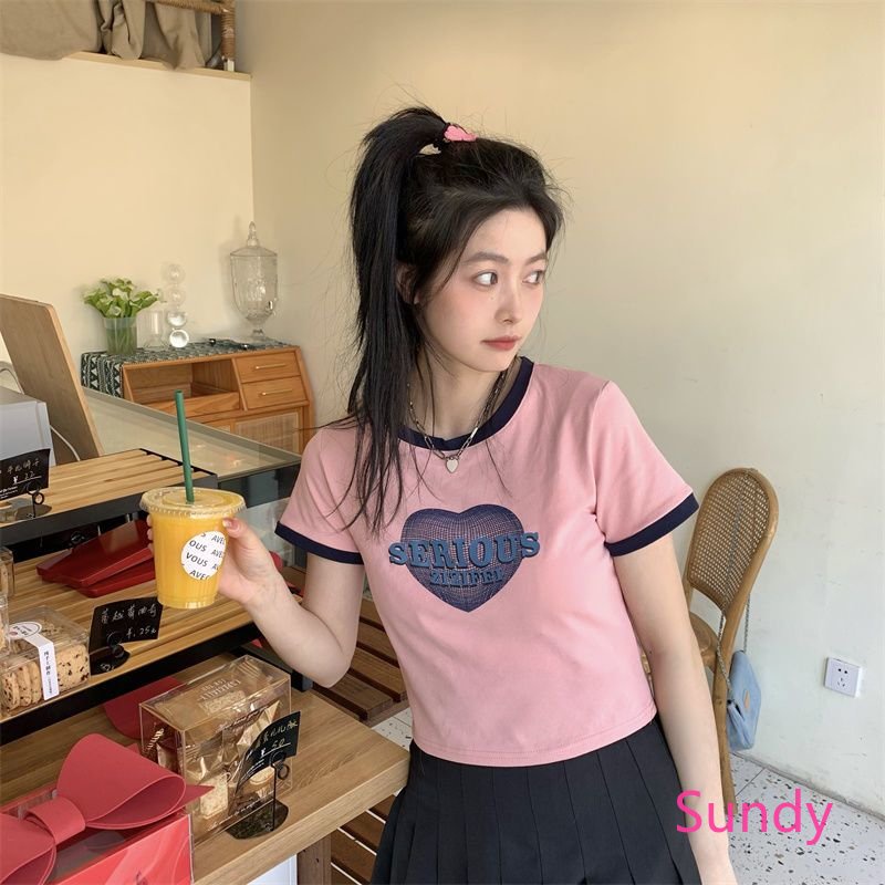 Áo Thun Tay Ngắn Cổ Tròn In Hình Khối Màu Thời Trang Mùa Hè Dành Cho Nữ