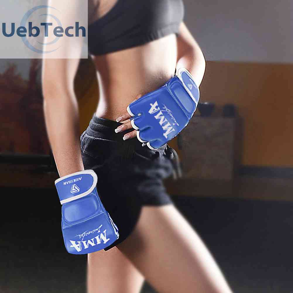Găng Tay Hở Ngón Bằng Da PU Thoáng Khí Để Tập Boxing Tiện Dụng