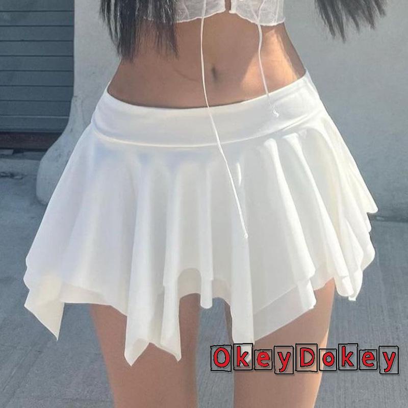 Chân Váy Mini Lưng Thấp Xếp Ly Lệch Tà Thời Trang Mùa Hè Cho Bạn Gái