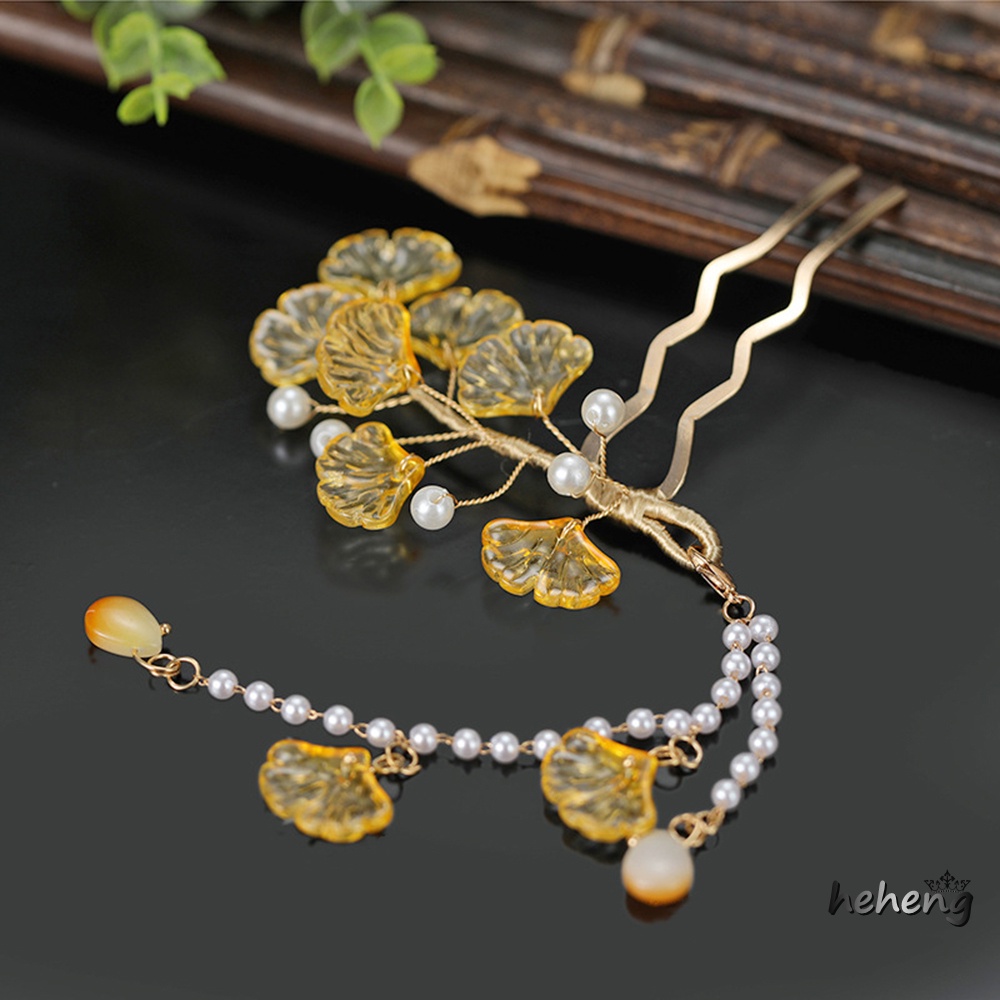 Trâm Cài Tóc Chữ U Đính Hoa Và Ngọc Trai Sang Trọng Cho Sườn Xám / Hán Phục