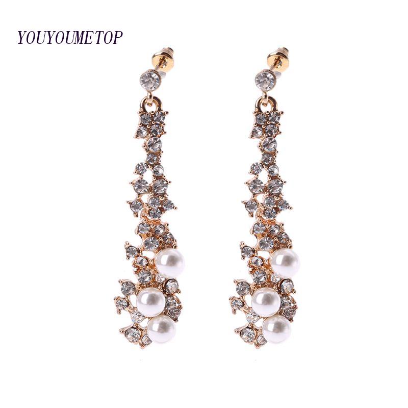 Youyo Bông Tai Dài Đính Ngọc Trai Sang Trọng Thanh Lịch Cho Nữ