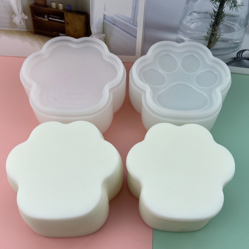 Khuôn Silicone Làm Hộp Trang Sức Hình Chân Mèo DIY