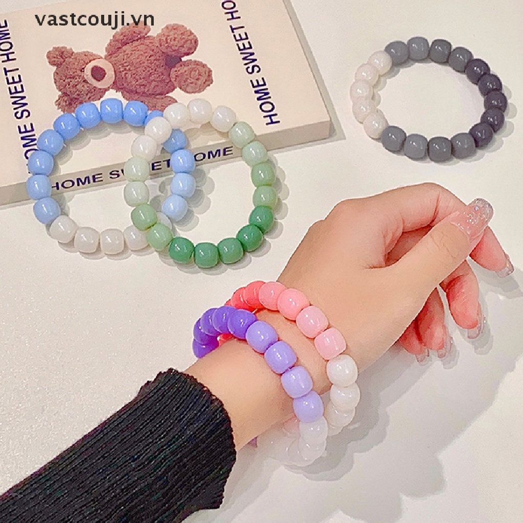 Vòng Tay Hạt Nhựa Acrylic Màu Gradient Dễ Thương Cho Nữ