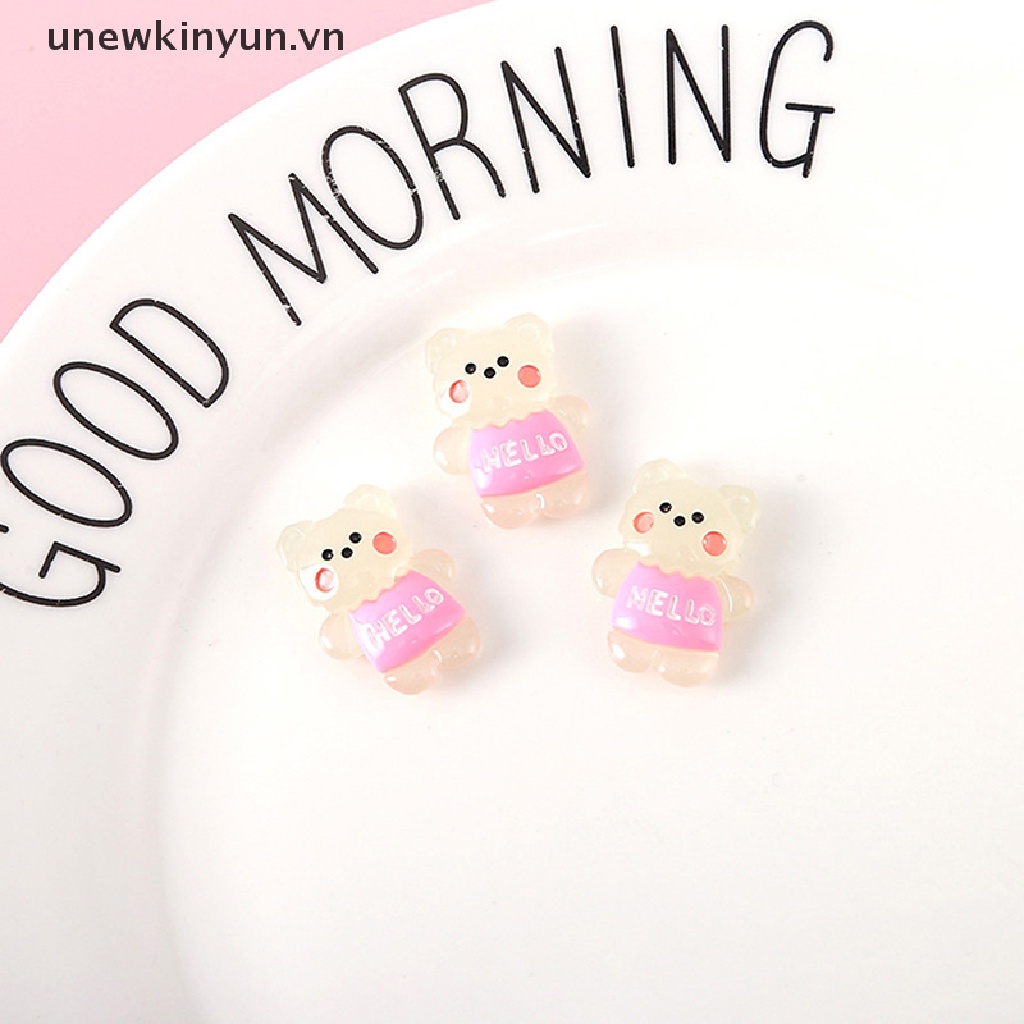 Set 2 Gấu Bông Mini Bằng Nhựa Phát Quang Dùng Trang Trí DIY