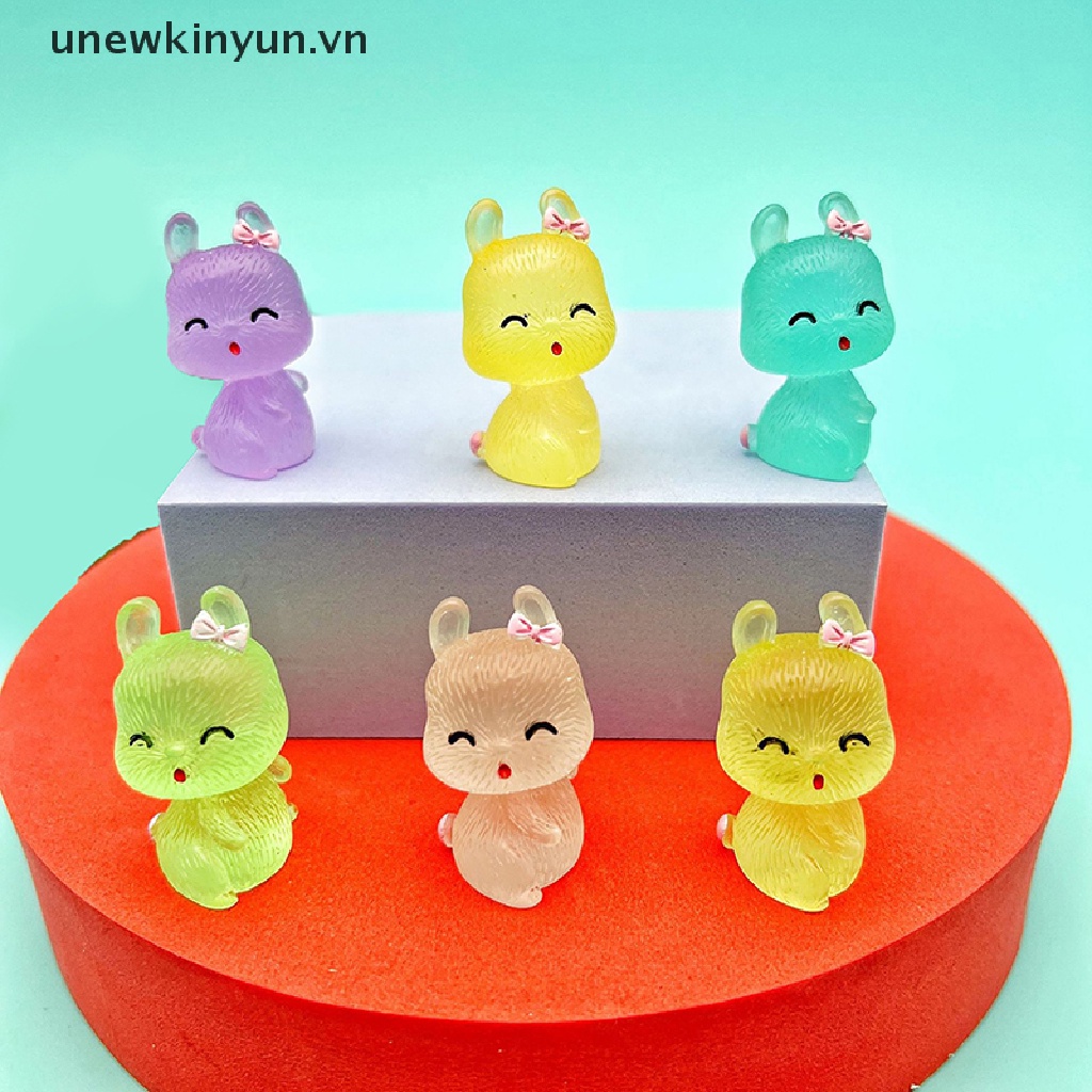 Set 2 Phụ Kiện Trang Trí Điện Thoại Hình Chú Thỏ Mini Bằng Resin Dạ Quang DIY