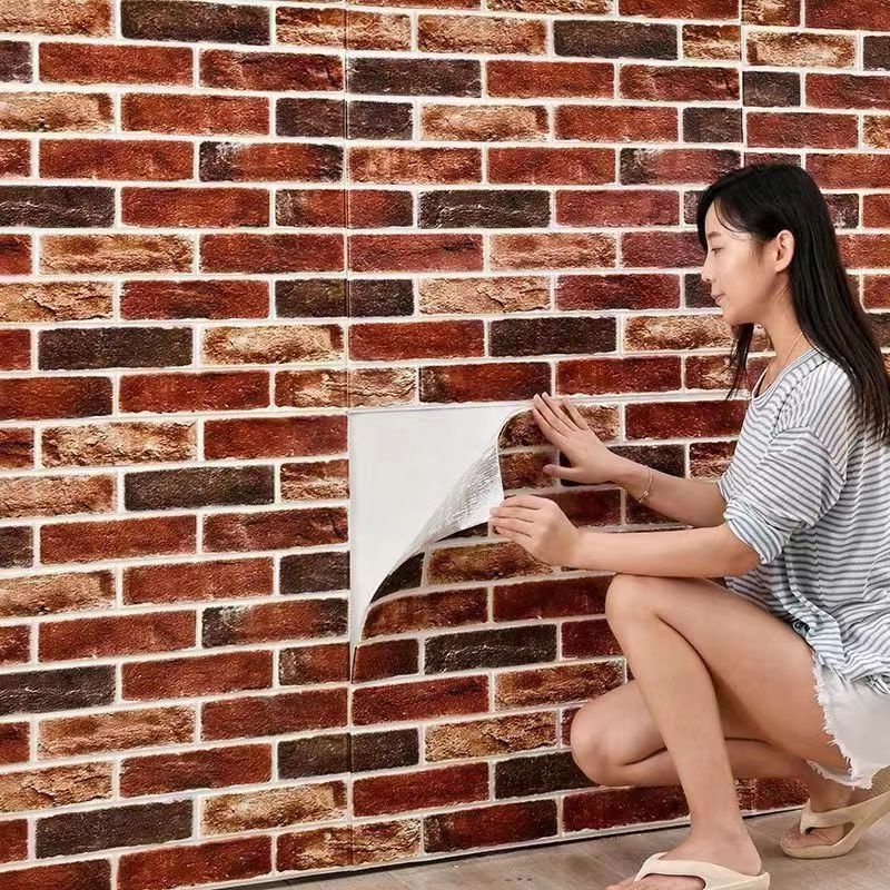 Xốp dán tường 3d Giấy dán tường và Decal dán tường 3D dày dặn trang trí nội thất nhà cửa Không thấm nước Tự dính Foam Gạch dán Foam cho trần và tường trang trí phòng ngủ