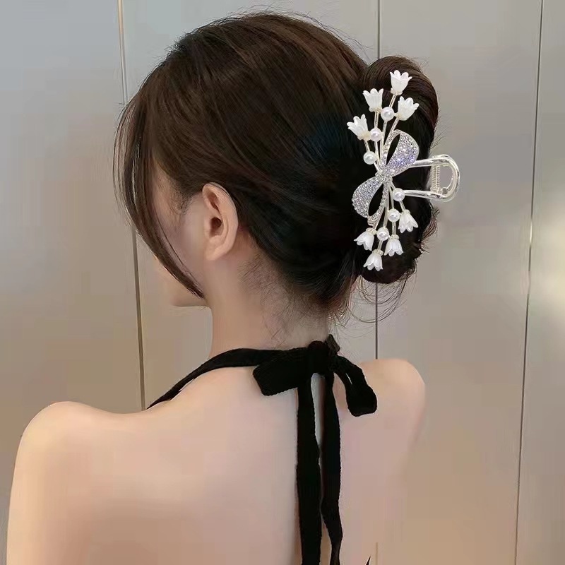 Kẹp Tóc Kim Loại Hình Bướm / Hoa Lan Đính Đá / Ngọc Trai Phong Cách Hàn Quốc Tinh Tế