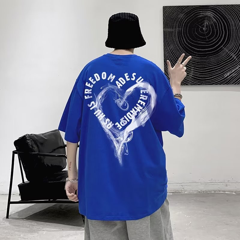 Áo Thun Cotton Ngắn Tay Dáng Rộng In Họa Tiết Thời Trang Hip Hop Cá Tính Cho Nam