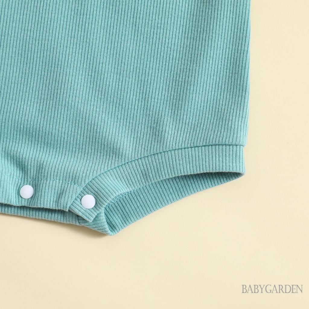 Áo Liền Quần Ngắn Tay Cổ Tròn Màu Trơn Thời Trang Mùa Hè Cho Bé 0-24 Tháng Tuổi