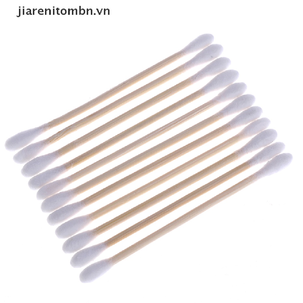 Set 100 Tăm Bông Cotton jiarenitombn Hai Đầu Dùng Một Lần Đa Ứng Dụng